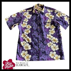 Vintage Hilo Hattie The Hawaiian Original Purple Cotton Hibiscus Floral Shirt(M)